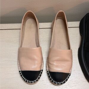 Aldo Nude and Black Two-Tone Espadrille Flats